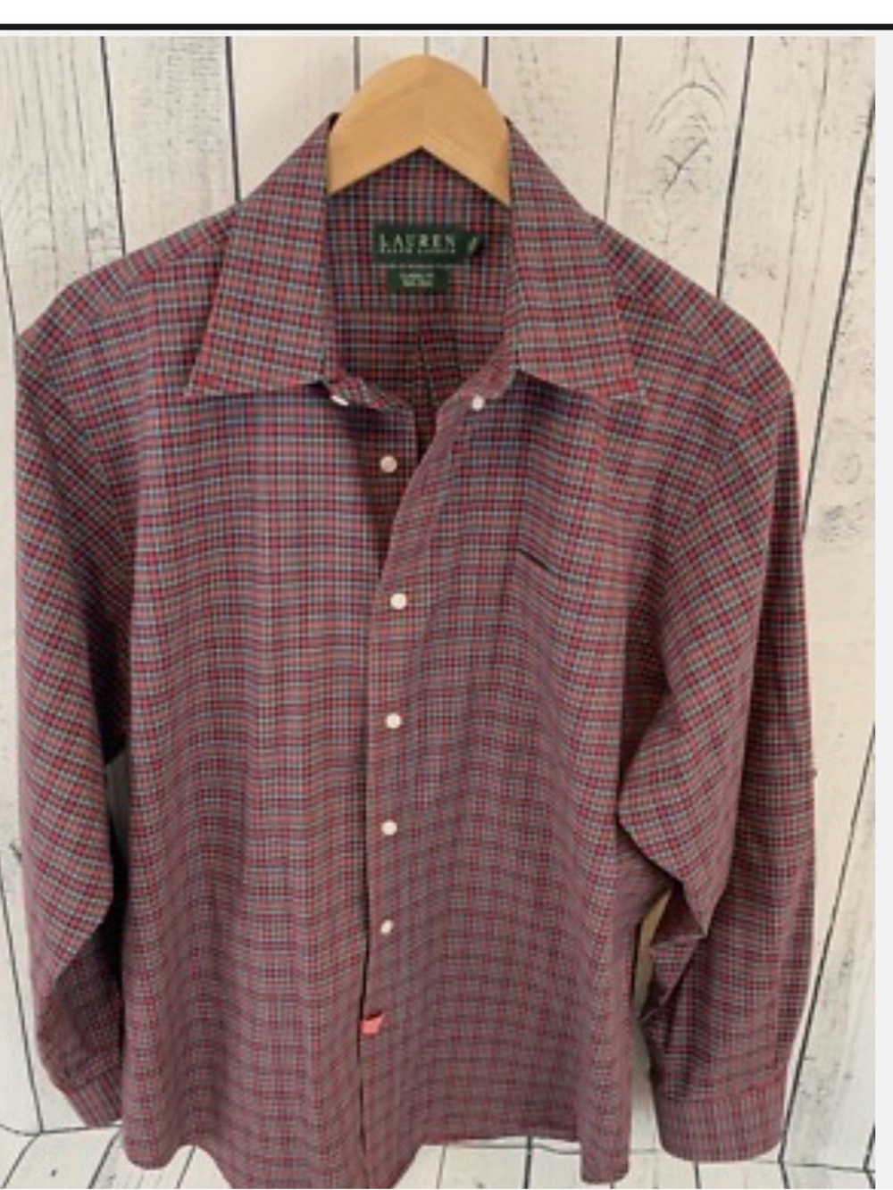 Lauren Ralph Lauren Shirt‎ Red/Green Plaid Long Sleeve Button Down Size 18 34/35